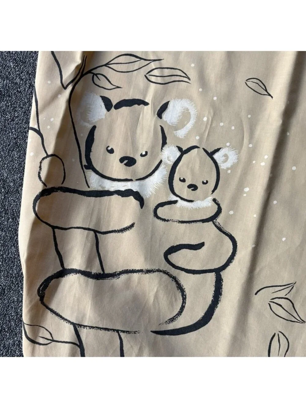 Vintage 70s SPRINGMAID Alex West Twin Size Fitted Sheet Koala Bear Mom & Baby